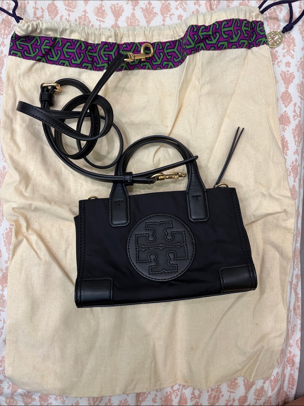 Tory Burch Ella Micro Recycled Nylon Tote Crossbody Bag - Picture 4 of 4